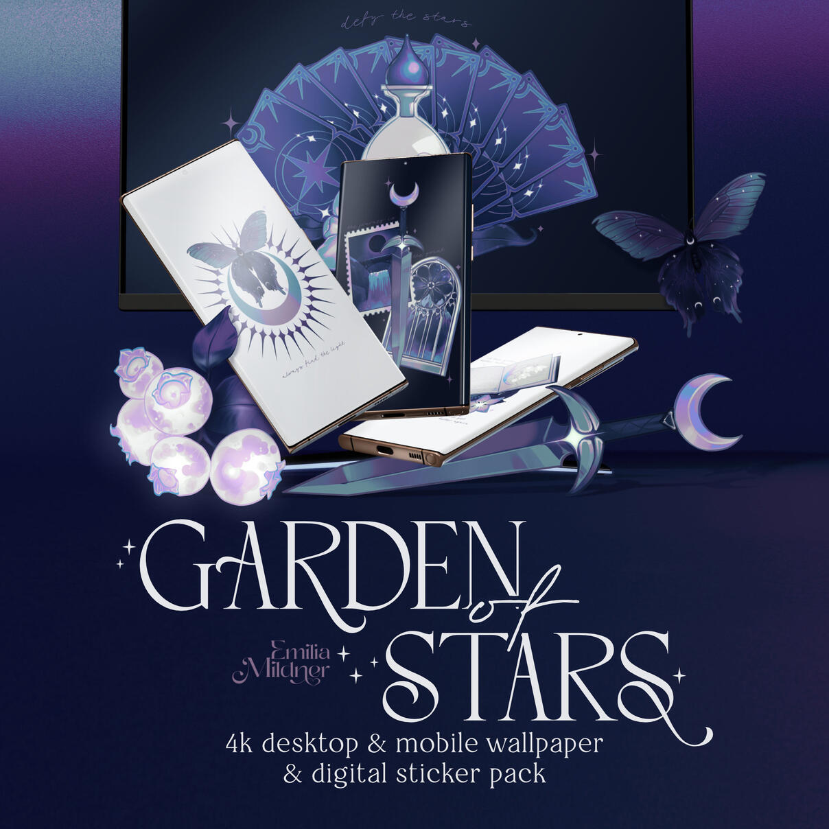 Garden of Stars wallpaper & digital sticker pack