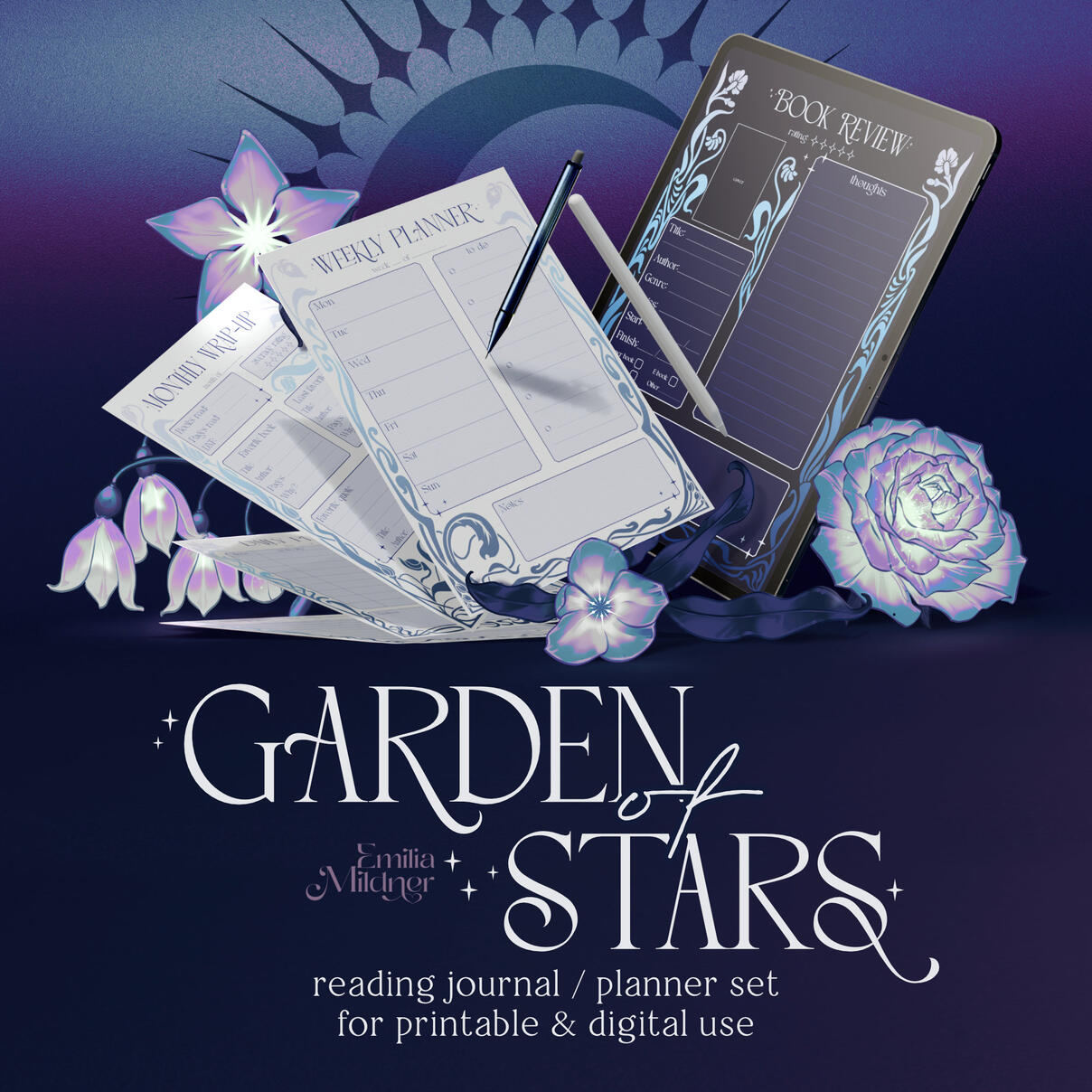 Garden of Stars reading journal / planner set